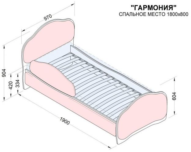 Кровать 180 Гармония 18 Бордовый (мягкий бортик)