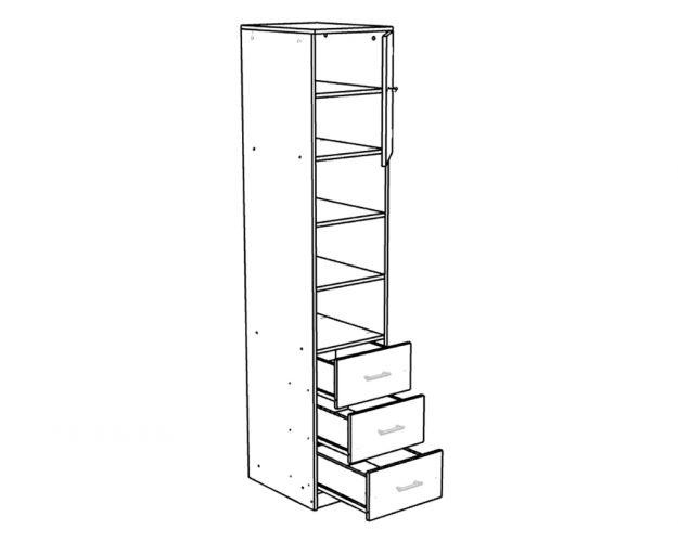 Шкаф-пенал №1 (полуоткрытый) Белое дерево/Ясень